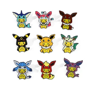 9 Pcs Fashion Animal Brooch Set Creative Pikachu cos Eevee Enamel Pins Backpack Clothing Accessories Metal Badge Accessories