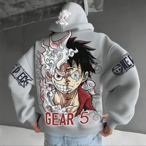 One Piece Luffy Gear 5 Nika Anime Hoodie Men Women Streetwear Casual Pullover Sweatshirt Autumn Winter Cosplay Long Sleeve Tops